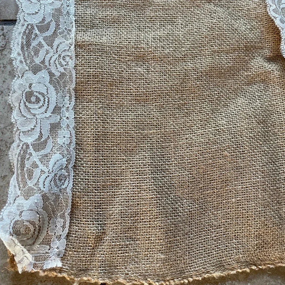 3 Hobby Lobby Jute Burlap Table Runner Lace Trim Wedding Rustic Farmhouse 19x88